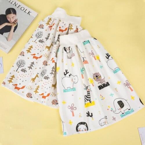 0-9T Baby Diaper Pant TPU Waterproof Print Diaper Skirt Cotton High Waist Baby Training Pants Kids Elastic Leakproof Mat Cover