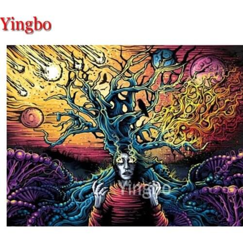 Full Square/Round 5d Diy Diamond Painting Fantasy witch tree landscape Diamond Embroidery Halloween Gift Mosaic Pattern