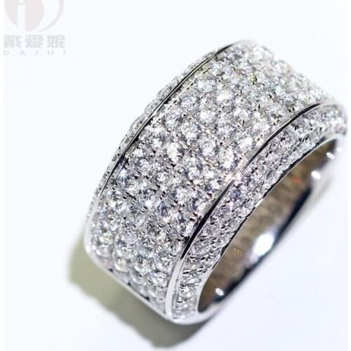 Handmade Luxury Ring Inlaid with AAAA Zircon Cz White Gold Filled Engagement Wedding Ring Pair Ring Men and Women Gifts