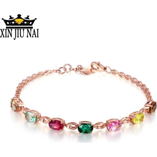 18K Rose Gold Luxury Noble Creative Colored Stone Bracelet Exquisite Charms Fairy Prom Party Womens Personalized Jewelry