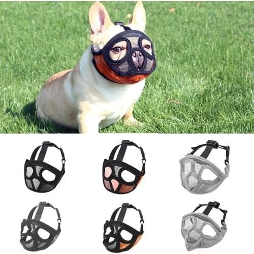 Mesh Breathable French Bulldog Dog Muzzle Adjustable Pet Accessories for Small Medium Dogs Mascotas Supplies Bulldog Face Mask