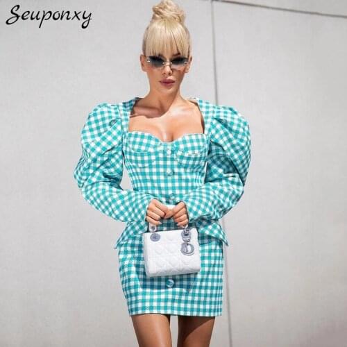 Модные платья в клетку Seuponxy China At AliExpress