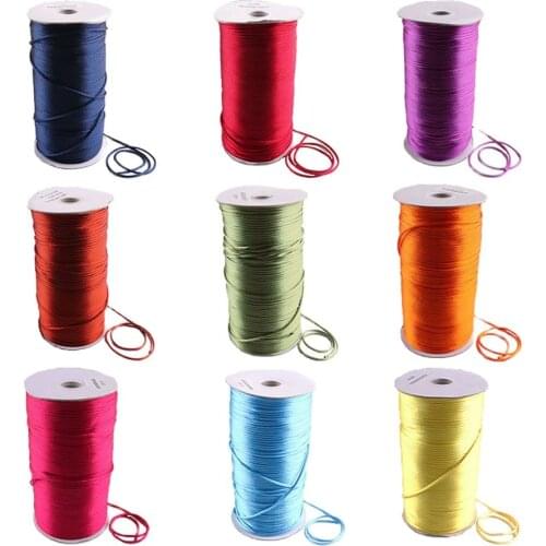 2mm Chinese knotting cord Silk satin beading Rattail Rope for DIY Necklace Bracelet Braided Macrame Handmade Colourful Thread