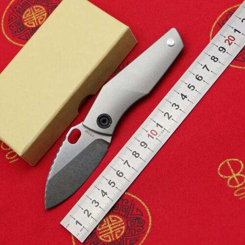 SJ75 Flipper D2 Blade Titanium Handle Folding Knife Outdoor Camping Survival Kitchen Fruit EDC Tools