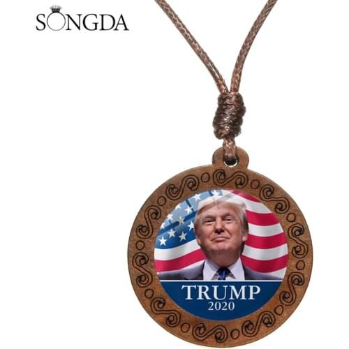 Trendy Donald Trump 2020 Flag Necklace Keep America Great President Re-Election Supporter Charm Pendant Rope Chain Choker