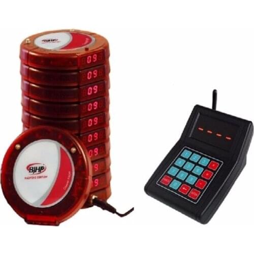 Waterproof pocsag wireless restaurant coaster pager system keypad transmitter*1+charger base*2+coaster pager*20