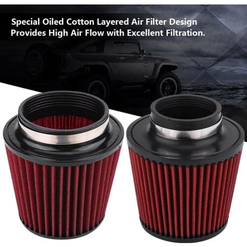 High Flow Car Modification Inlet Air Intake Round Cone Air Filter Universal Red PU Cotton Gauze Mesh Filter Mushroom Head