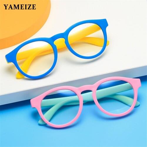 YAMEIZE Anti Blue Light Kids Glasses Boys Girls Optical Frame Computer Transparent Glasses TR90 Silicone Soft Flexible Eyewear