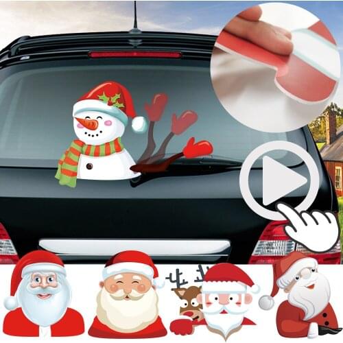 Funny Snowman Christmas Windshield Sticker Car-Styling sticker Santa Claus Window Decals Car Wiper Sticker Christmas Ornaments