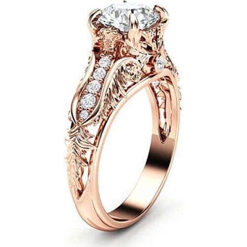 Hainon 2019 Luxury Rose Gold Filled White Crystal Zircon Wedding Engagement Finger Rings Size 6-10 Fashion Silver Color Rings