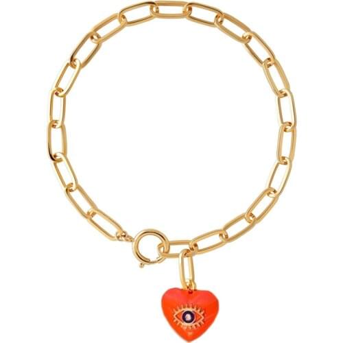 Hippie Love Pendant Metal Clavicle Chain Necklace European heart evil eye charm necklaces for women HOLLY JUNE Necklace jewelry