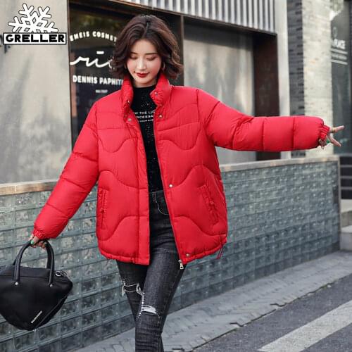 GRELLER Winter Jacket Women Stand Collar Female Parkas Thicken Outerwear Solid Winter Coat Short Cotton Padded Women Clothing