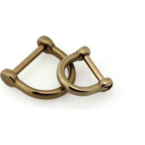 1 x Solid brass D shackle Clasp Metal Buckle Keychain Ring Hook screw pin joint Connecter Bag Strap Clasp Leathercraft Accessory