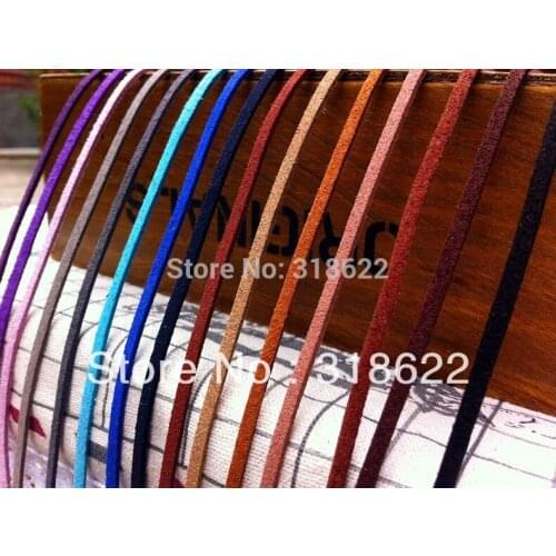 100meters (10colors x10pcs) 2.7mmx1.5mm Multi Colors Flat Leather Velvet Cord Ropes DIY Jewelry Accessory Free Shipping