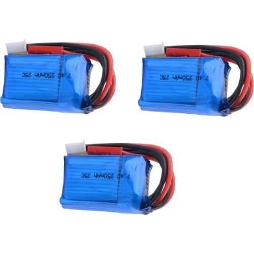 2 3 pcs 7.4V 250mAh 25C 2S Short Card li-po Battery For Mini Remote Control Car 1/35 Rc Mini Helicopter