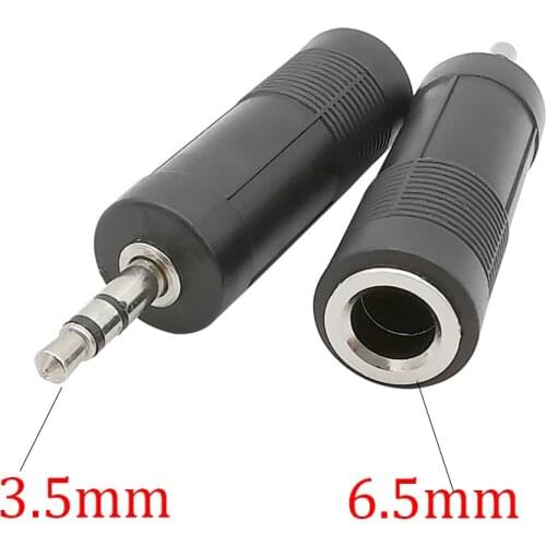 2Pcs/Lot Black Audio Stereo Connectors 3.5mm Male Plug to 6.5mm Female Jack Socket Converter Adapter for Mobile Phone Guitar Mic