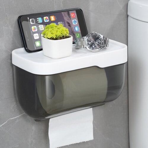 2-in-1 Bathroom Tissue Box Paper Phone Tablet Holder for Toilet Paper Tray Roll Paper Tube Storage Box