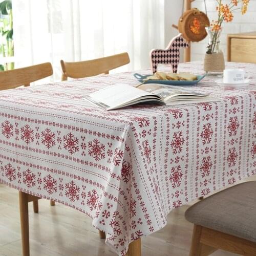 2020 New Year Christmas Tablecloth Kitchen Dining Table Decorations Elk Snowman Rectangular Table Covers Christmas Decorations