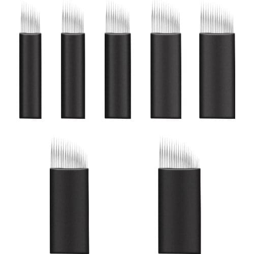 50PCS Slant Microblading Blades 0.16mm Microbadling Needles with Sterile Packaging for Eyebrow Tattoo Microblade