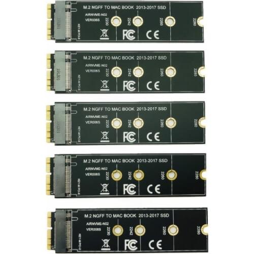 5PCS NVME M2 SSD Adapter Convert Card for MacBook Air Pro Retina 2013-2017 NVME/AHCI SSD Upgrade Kit For A1465 A1466 A1398 A1502