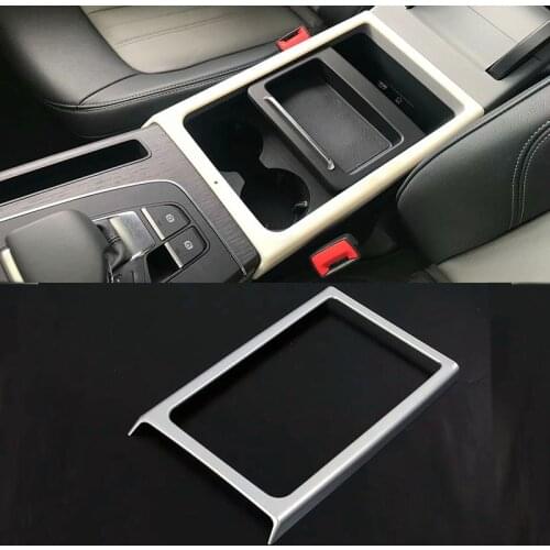 Car Styling ABS Chrome Matte /Carbon fiber look Interior Armrest Box Front Water Cup Frame Cover Trim For Audi Q5 FY 2018 2019
