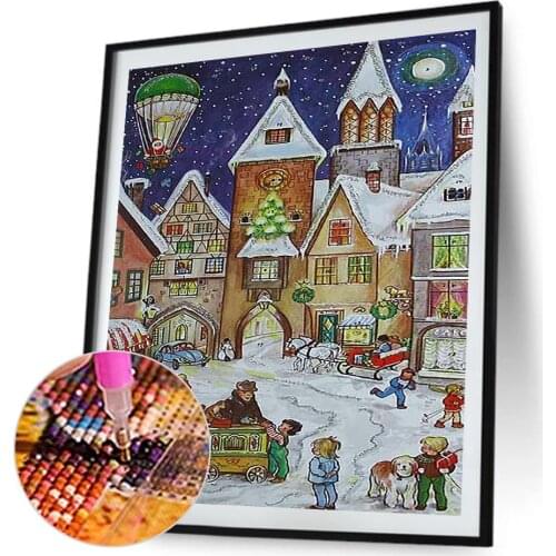Diamond Painting Christmas 5D Santa Claus Diamond Embroidery Snow House Landscape Mosaic Cross Stitch Crafts Home Decoration