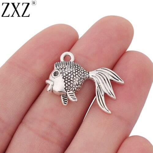 ZXZ 20pcs Goldfish Fish Charms Pendants Beads for Bracelet Necklace Jewelry Making Findings 27x20mm