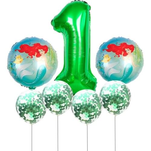 Mermaid Disney Princess Foil Balloons Birthday Party Decorations Baby Shower Decor Kids Toys Home Supplies Latex Helium Globos