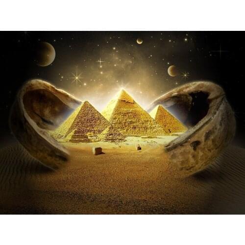 Gold Egyptian Pyramid Galaxy Space photo studio background High quality Computer print wall backdrops