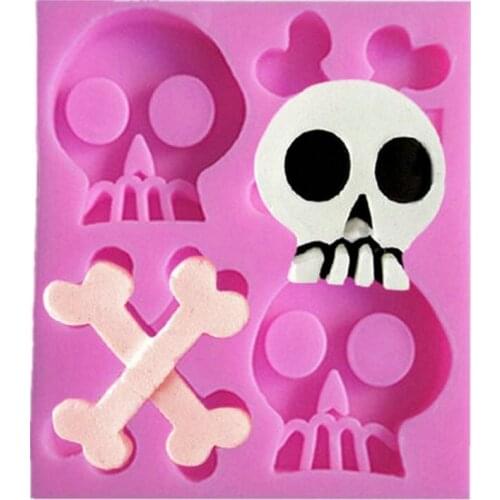 Skull and Bone Collections Fondant Cake Mold Food Grade Silicone Mold for Kitchen Baking Sugarcraft Decoration Tool A1089