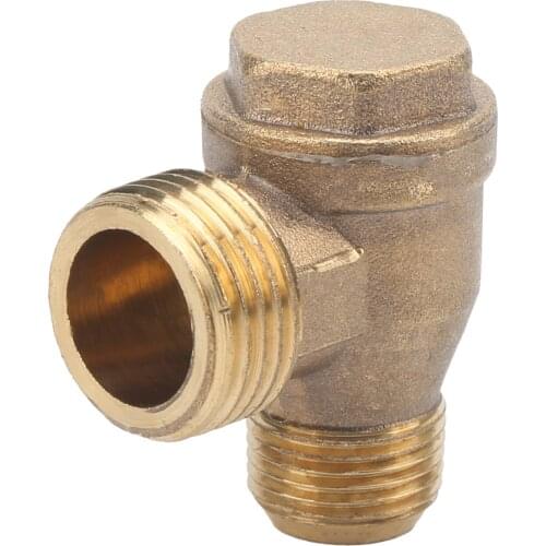 G1/2 X G3/8 2 Way Check Valve Brass Air Compressor Threaded Non-Return Valve Fittings With High Hardness