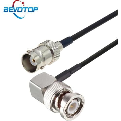 BNC Female to BNC Male Right Angle 50 Ohm RG174 Cable RF Coaxial Extension Cord Jumper Pigtail Adapter for CCTV Video Camera