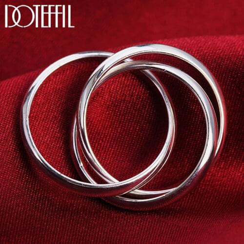 DOTEFFIL 925 Sterling Silver Three Circles Ring For Women Fashion Wedding Engagement Party Gift Charm Jewelry