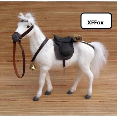 Beautiful real life white blood horse model plastic&furs simulation horse doll with saddles gift about 28x10x26cm xf1856