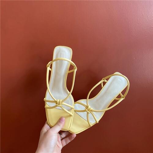 Summer Slippers for Women Microfiber Leather Flip Flops Slippers Thick Middle Heel Ladies Shoes for Outside Beige Green