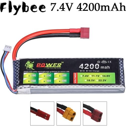 HIGH POWER 7.4V 4200mAh 2S LiPo Battery for RC Airplane Helicopter Car Boat 2S 4200 mah 7.4 V Lipo Battery With T/XT60/JST Plug