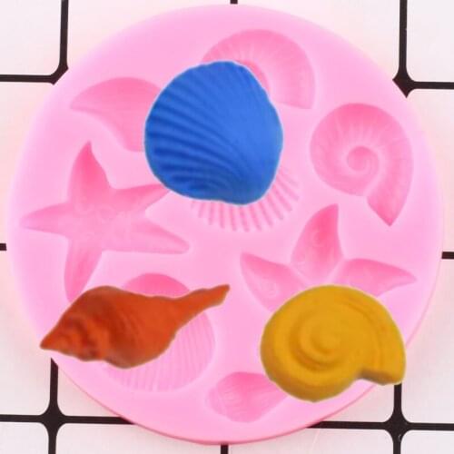 Starfish Shell Silicone Mold Fondant Cake Decorating Tools Sugarcraft Candy Clay Resin Moulds DIY Chocolate Molds