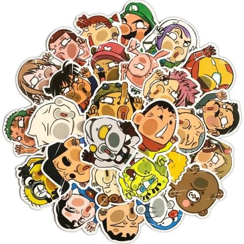 10/30/50Pcs/Pack Crashed Glass Cartoon Character Funny Stickers Car Luggage Trolley Case Bike Notebook Cute Waterproof Sticker