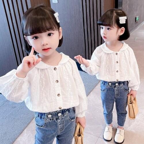 2021new Spring and Autumn Korean Fan Lantern Sleeve Jacquard Shirt Cute Girls Clothing Graceful and Fashionable Ladys Clothing
