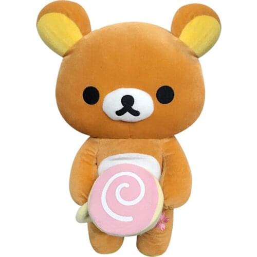 New Cute Rilakkuma Bear Holding Sakura Coffee Big Plush Stuffed Animals 45cm Kids Toys Dolls Baby Children Christmas Gifts