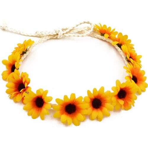 New sunflower crown wreath headdress holiday headband photo essential headdress popular flower wreath