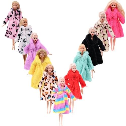 Colored plush coat nightgown Skirt model girl Daily Casual Wear Accessories Clothes for Barbiees Doll