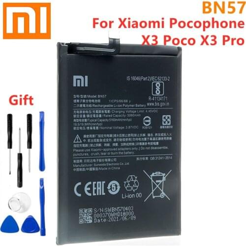 Xiao Mi Original BN57 5160mAh For Xiaomi Pocophone X3 Poco X3 Pro Mobile Phone Batteries Batteria + Gift Tools
