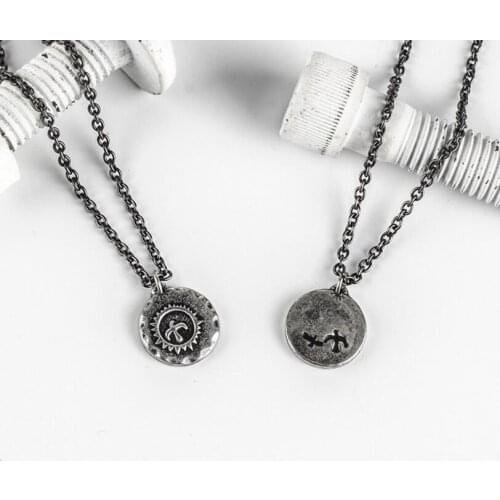 Women Mens Stainless Steel Animal Jewelry Vintage Silver Round Coin Eagle Pendants Necklaces For Men Long Chain Necklace Women