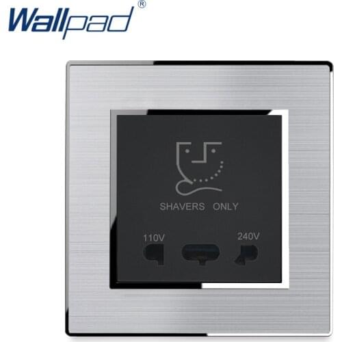 Shaver Socket Wallpad Stainless Steel Panel With Silver Border Wall Socket