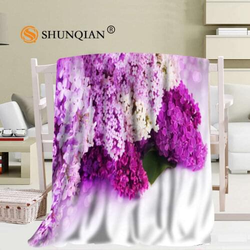 Custom Purple Lilac Flowers Blanket Soft DIY Picture Decoration Bedroom Size 56x80Inch,50X60Inch,40X50Inch A7.10