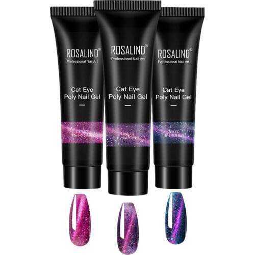 ROSALIND Glitter Nail Gel Nail Extension Gel Cat Eye Jelly Gel UV Building Enhancement Manicure Tips Nails Art 3Pcs