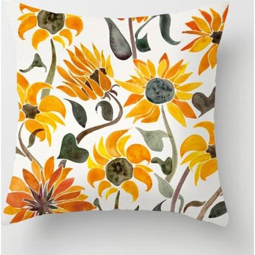 Super Soft Home Decorative Short Plush Flower Leaf Printing Throw Cushion Cover Pillow Case For Office Chair