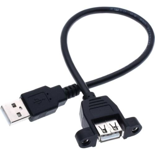 USB 2.0 A male to female socket panel mount with Screws cable cord For PC Laptop USB cable Extender