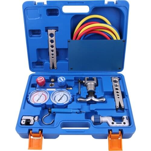 VTB-5B Refrigeration Tool Set Expander Kit Refrigeration Integrated Flaring Tool Set with R410A Refrigerant Pressure Gauge